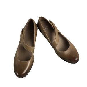 Dansko Womens 40 EU 10-10.5 US Brown Leather Mary Jane Wedge Classic Shoes